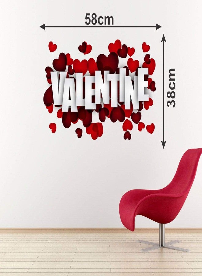 DecorVilla ملصق حائط ثلاثي الأبعاد من فينيل PVC من ديكور فيلا™، بتصميم عيد الحب السعيد، سهل التركيب والإزالة. ملصقات حائط عصرية وأنيقة لتزيين المنزل، غرفة المعيشة، المكتب، غرفة النوم، وغيرها. المقاس: 58 سم × 38 سم، متعدد الألوان. - Image 3